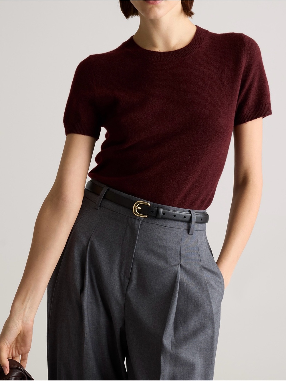 Quince Women’s Rich Burgundy 100% Mongolian Cashmere Tee Size XL - Picture 9 of 9